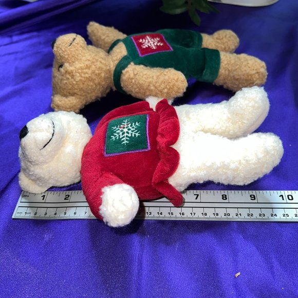 VTG📌Hallmark Christmas Kissing Mistletoe Teddy Bears Plush Animals Love & Kiss - Picture 8 of 14
